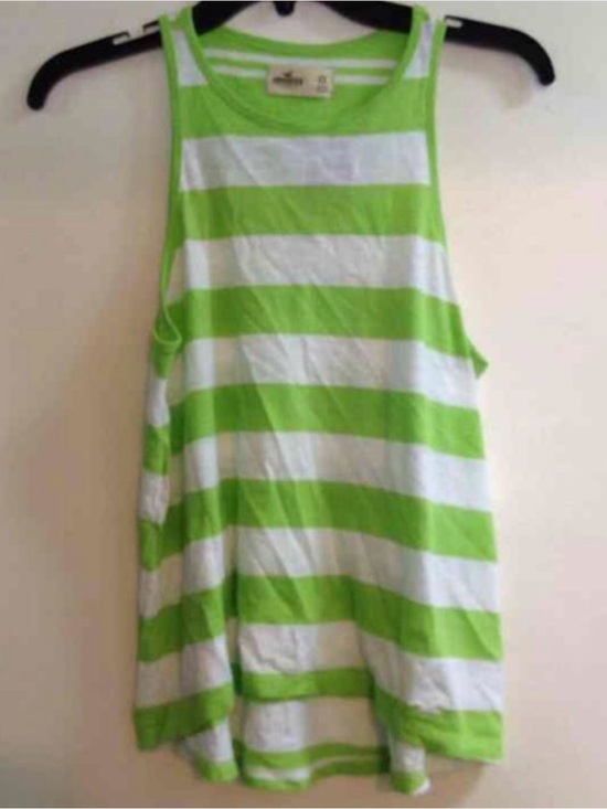 Hollister Tops - NWOT Hollister High Low tank Top S Green White W Logo Summer Beach